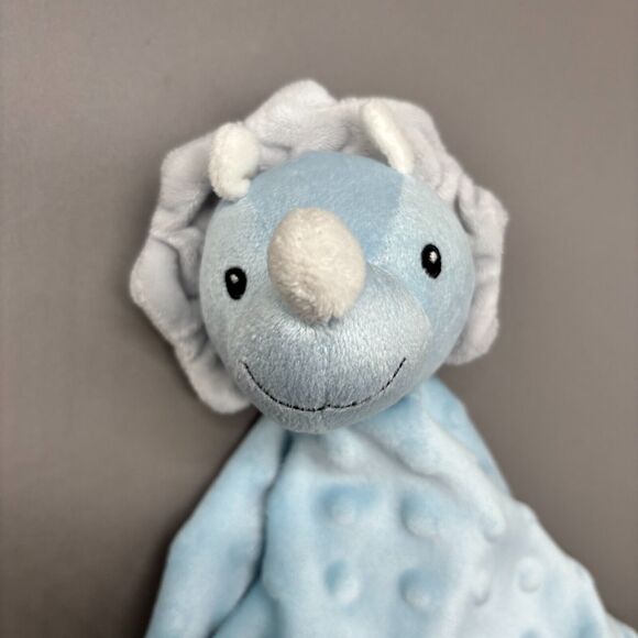 Dream Kids Blue Dinosaur Lovey Security Blanket Textured Soft Plush Triceratops - Picture 4 of 8